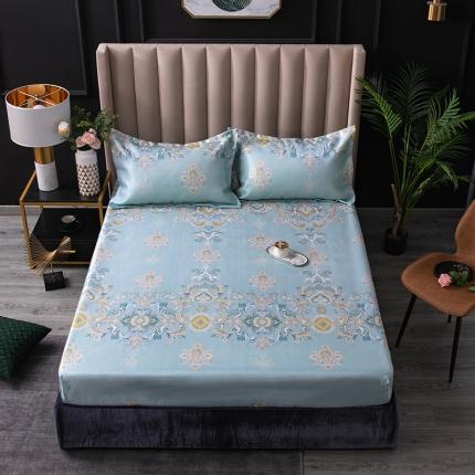 棉生活 春夏新品600D冰丝软凉席三件套床笠款恬静-蓝