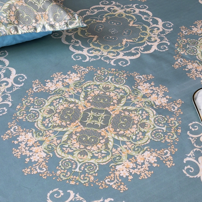 91家纺网 家纺一手货源 找家纺 棉生活  春夏新品600D冰丝软凉席三件套床笠款子瑜-蓝