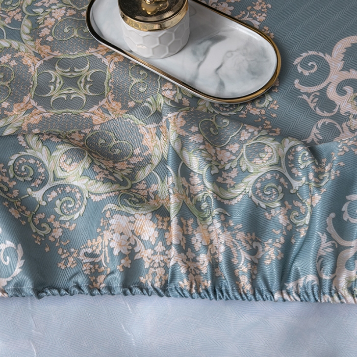 91家纺网 家纺一手货源 找家纺 棉生活  春夏新品600D冰丝软凉席三件套床笠款子瑜-蓝