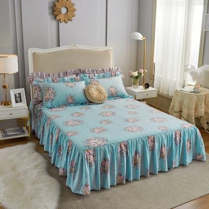 91家纺网 家纺一手货源 找家纺 菊上 2020新款全棉13372印花床裙三件套 瑞丽蓝