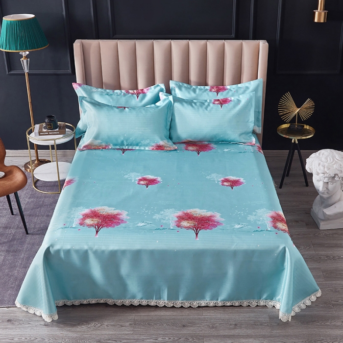 91家纺网 家纺一手货源 找家纺 棉生活 2020春夏新品600D冰丝软凉席三件套 爱情树