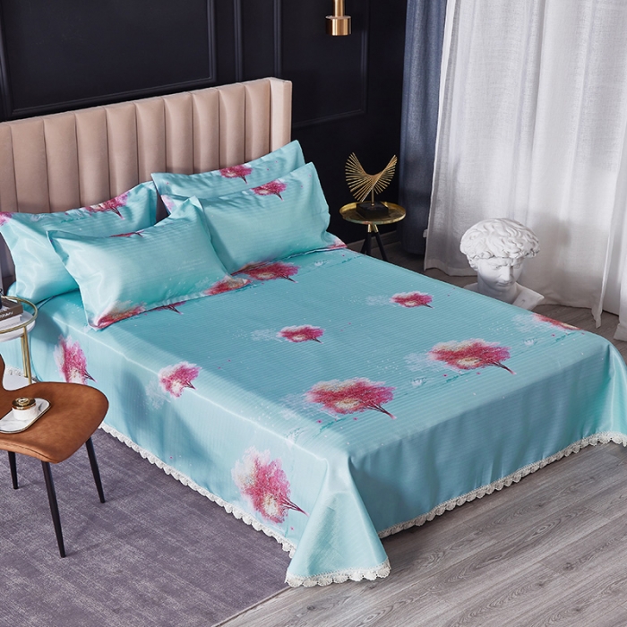 91家纺网 家纺一手货源 找家纺 棉生活 2020春夏新品600D冰丝软凉席三件套 爱情树