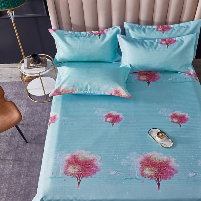 91家纺网 家纺一手货源 找家纺 棉生活 2020春夏新品600D冰丝软凉席三件套 爱情树