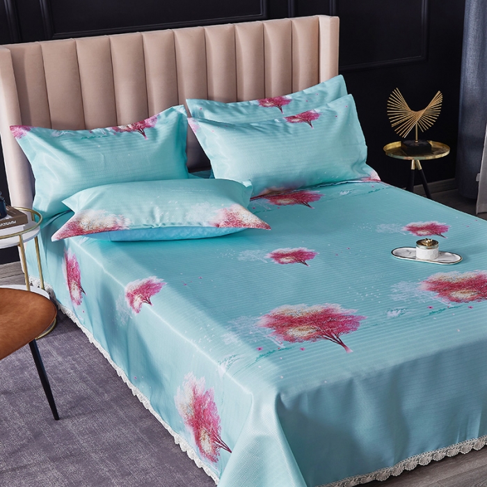 91家纺网 家纺一手货源 找家纺 棉生活 2020春夏新品600D冰丝软凉席三件套 爱情树