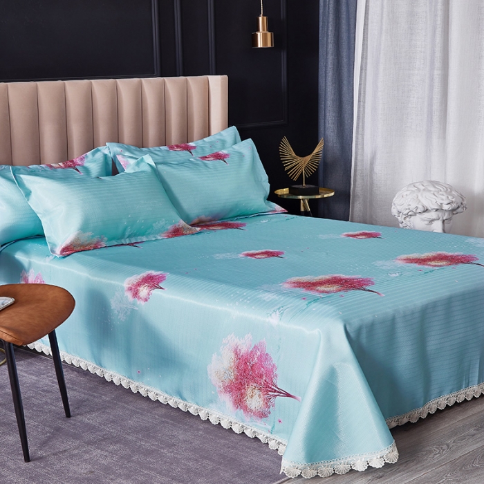 91家纺网 家纺一手货源 找家纺 棉生活 2020春夏新品600D冰丝软凉席三件套 爱情树