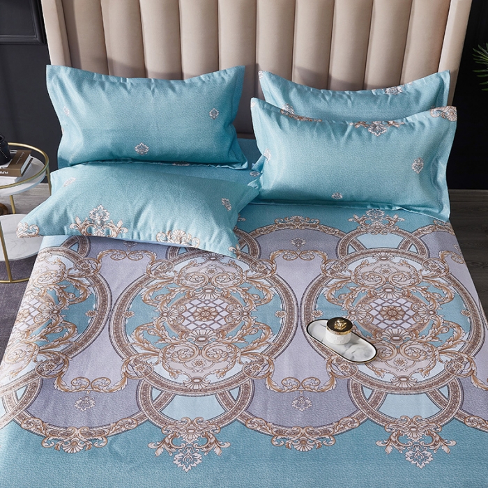 91家纺网 家纺一手货源 找家纺 棉生活 2020春夏新品600D冰丝软凉席三件套 巴顿蓝