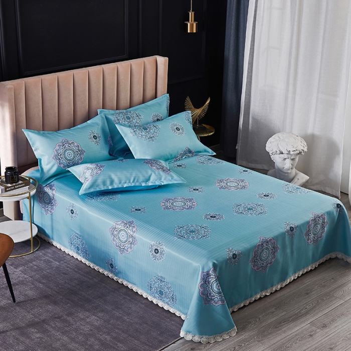 91家纺网 家纺一手货源 找家纺 棉生活 2020春夏新品600D冰丝软凉席三件套 巴菲-蓝