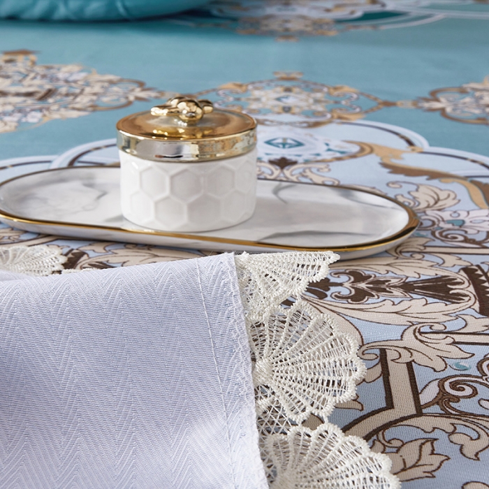 91家纺网 家纺一手货源 找家纺 棉生活 2020春夏新品600D冰丝软凉席三件套 巴洛克风情