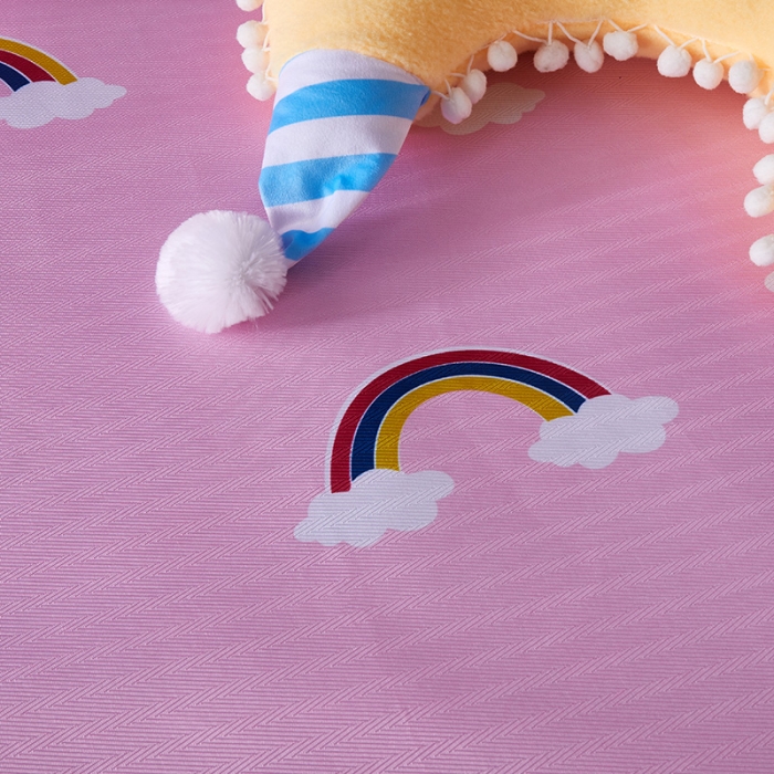 91家纺网 家纺一手货源 找家纺 棉生活 2020春夏新品600D冰丝软凉席三件套 彩虹