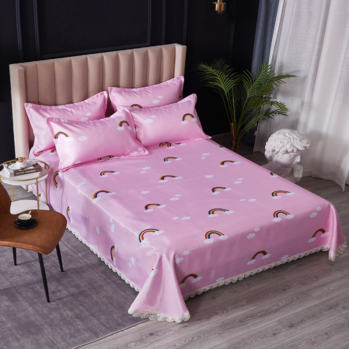 91家纺网 家纺一手货源 找家纺 棉生活 2020春夏新品600D冰丝软凉席三件套 彩虹