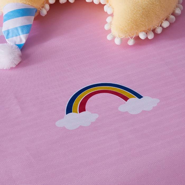 91家纺网 家纺一手货源 找家纺 棉生活 2020春夏新品600D冰丝软凉席三件套 彩虹