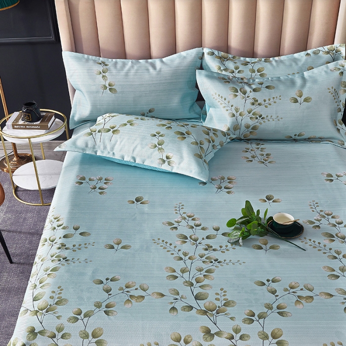 91家纺网 家纺一手货源 找家纺 棉生活 2020春夏新品600D冰丝软凉席三件套 橙光