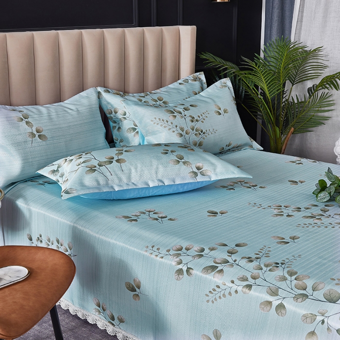 91家纺网 家纺一手货源 找家纺 棉生活 2020春夏新品600D冰丝软凉席三件套 橙光