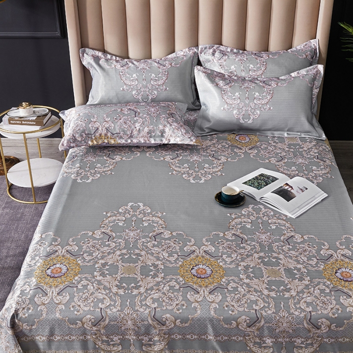 91家纺网 家纺一手货源 找家纺 棉生活 2020春夏新品600D冰丝软凉席三件套  费列罗蓝