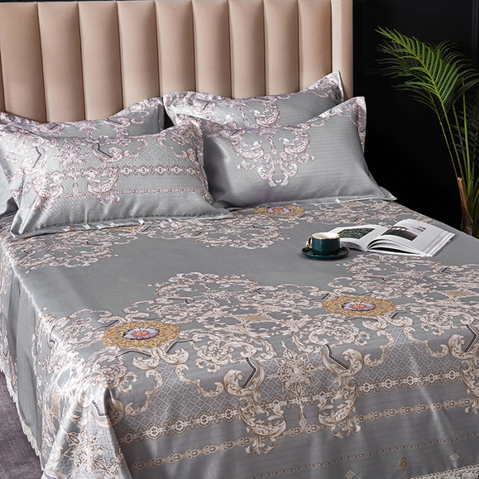 91家纺网 家纺一手货源 找家纺 棉生活 2020春夏新品600D冰丝软凉席三件套  费列罗蓝