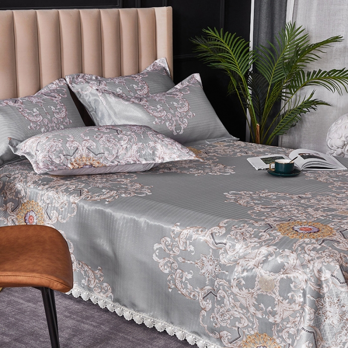 91家纺网 家纺一手货源 找家纺 棉生活 2020春夏新品600D冰丝软凉席三件套  费列罗蓝