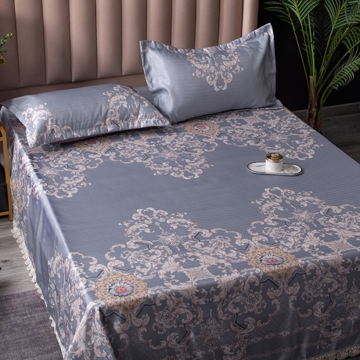 91家纺网 家纺一手货源 找家纺 棉生活 2020春夏新品600D冰丝软凉席三件套 费列罗紫