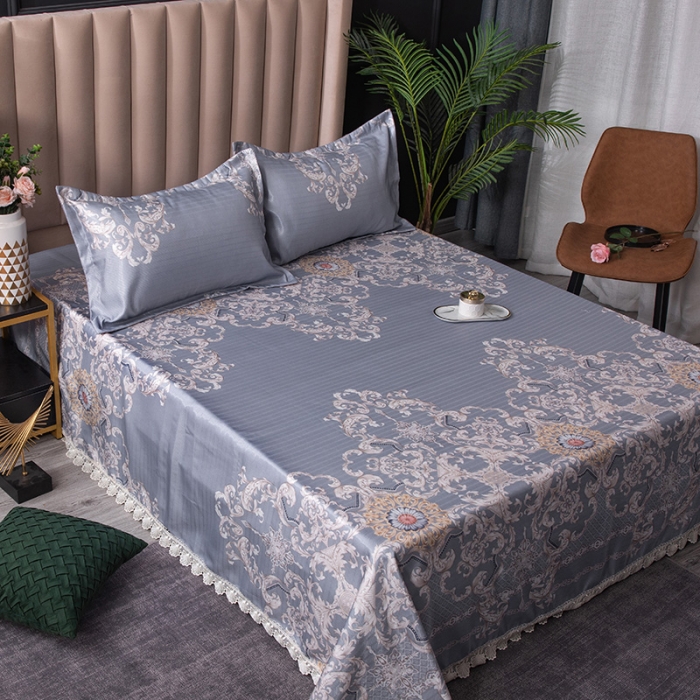 91家纺网 家纺一手货源 找家纺 棉生活 2020春夏新品600D冰丝软凉席三件套 费列罗紫