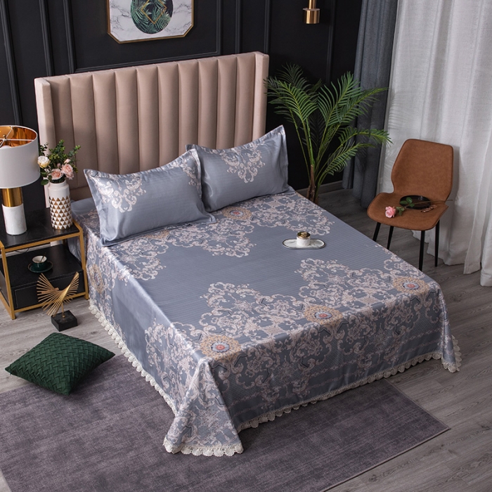 91家纺网 家纺一手货源 找家纺 棉生活 2020春夏新品600D冰丝软凉席三件套 费列罗紫