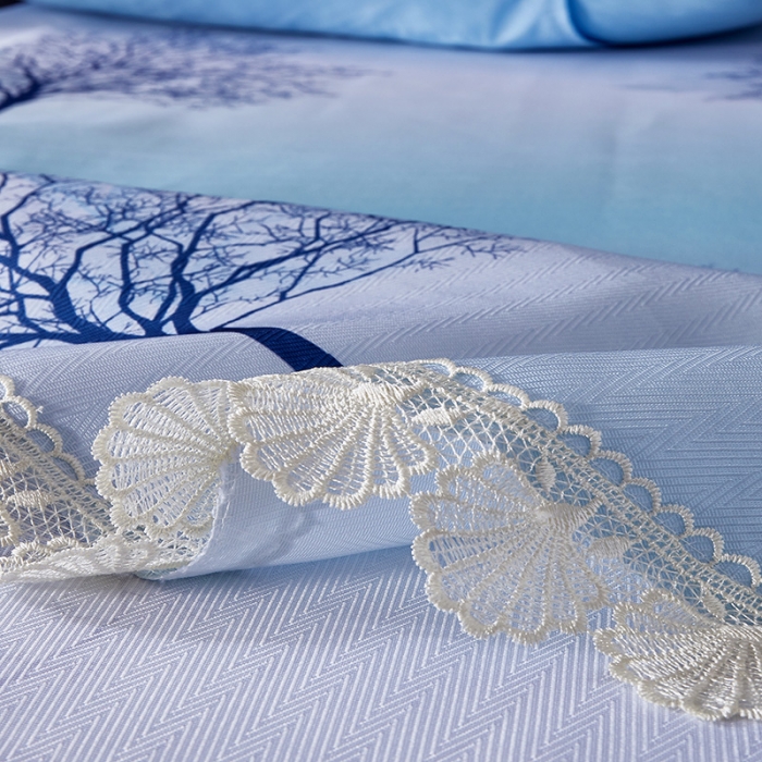 91家纺网 家纺一手货源 找家纺 棉生活2020春夏新品600D冰丝软凉席三件套 花枝雅韵-蓝