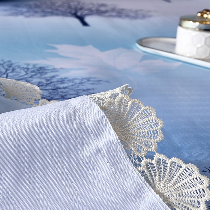 91家纺网 家纺一手货源 找家纺 棉生活2020春夏新品600D冰丝软凉席三件套 花枝雅韵-蓝