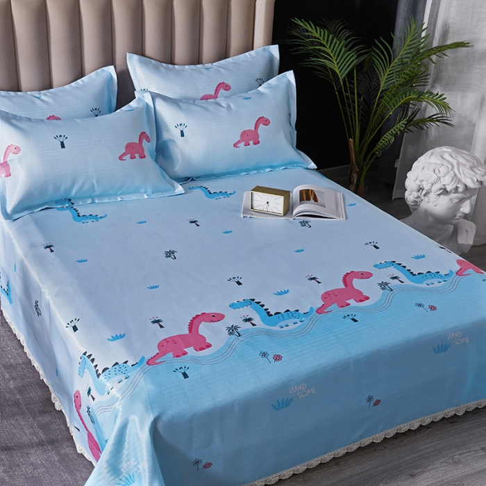 91家纺网 家纺一手货源 找家纺 棉生活 2020春夏新品600D冰丝软凉席三件套 恐龙乐园