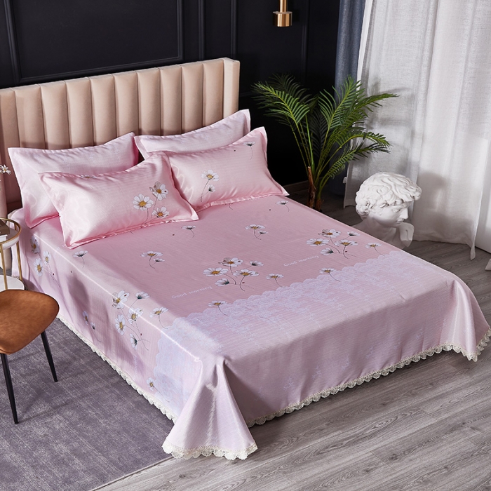 91家纺网 家纺一手货源 找家纺 棉生活 2020春夏新品600D冰丝软凉席三件套 小清新粉