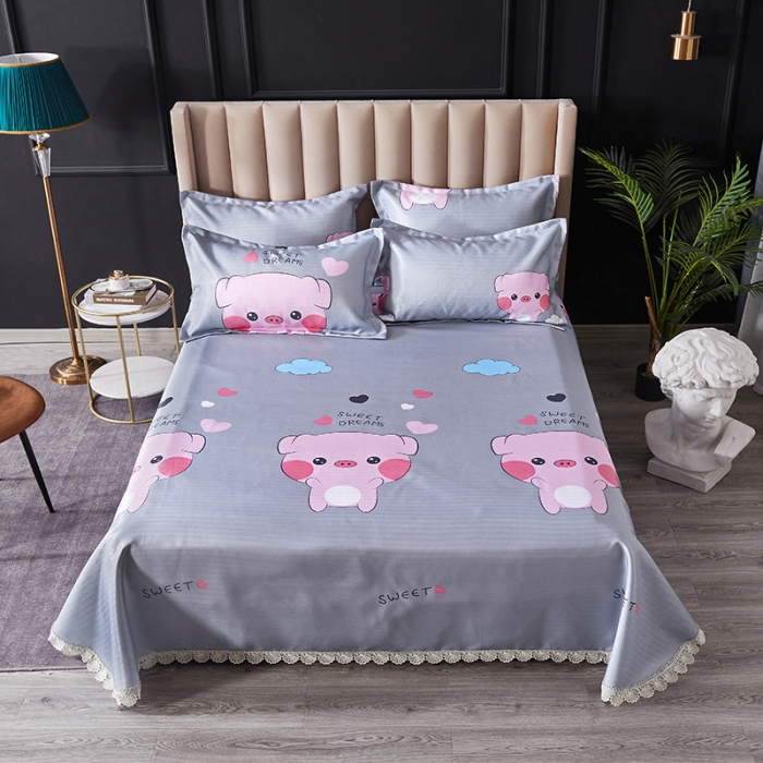 91家纺网 家纺一手货源 找家纺 棉生活 2020春夏新品600D冰丝软凉席三件套 猪猪侠