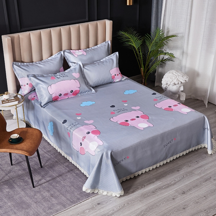 91家纺网 家纺一手货源 找家纺 棉生活 2020春夏新品600D冰丝软凉席三件套 猪猪侠