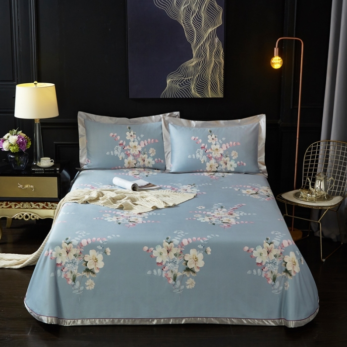 91家纺网 家纺一手货源 找家纺 威克凯丽 2023新款竹语天丝软凉席 恬园-灰绿