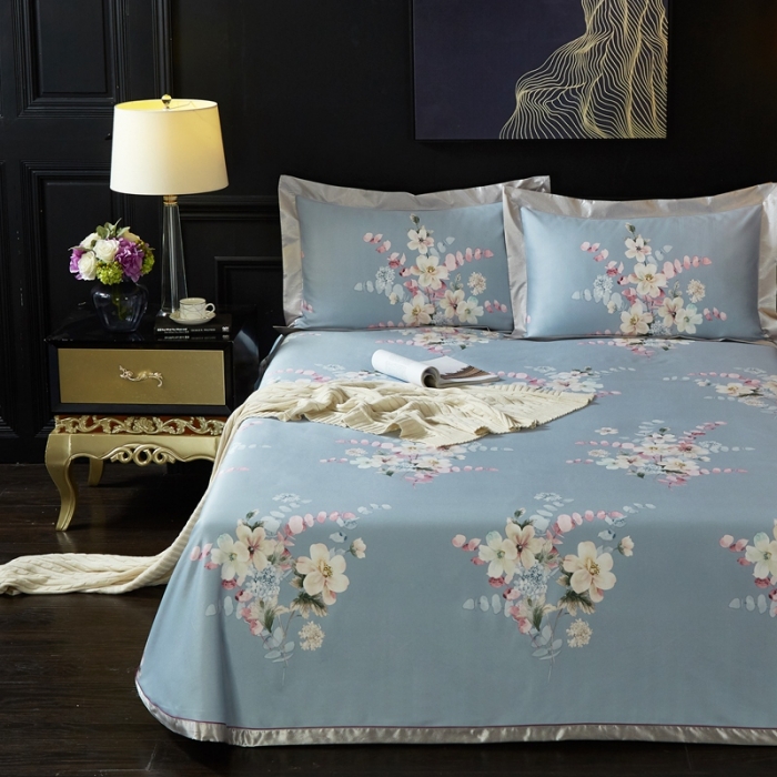 91家纺网 家纺一手货源 找家纺 威克凯丽 2023新款竹语天丝软凉席 恬园-灰绿