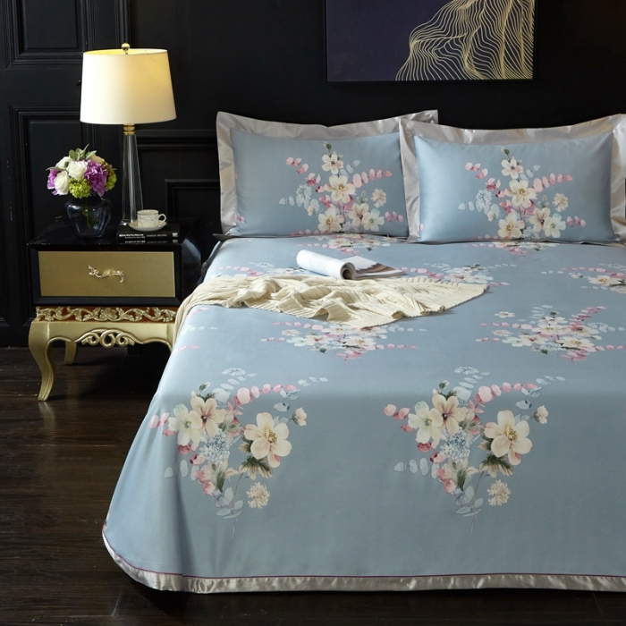 91家纺网 家纺一手货源 找家纺 威克凯丽 2023新款竹语天丝软凉席 恬园-灰绿