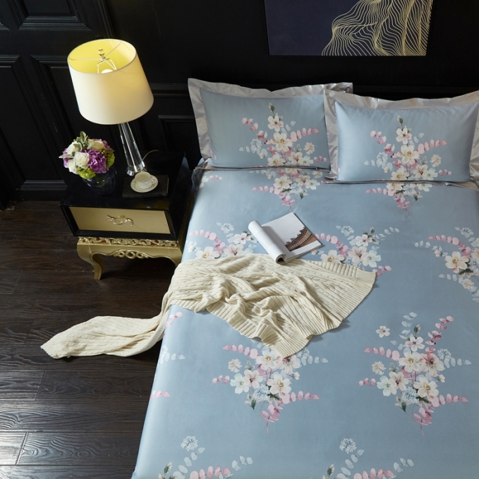 91家纺网 家纺一手货源 找家纺 威克凯丽 2023新款竹语天丝软凉席 恬园-灰绿