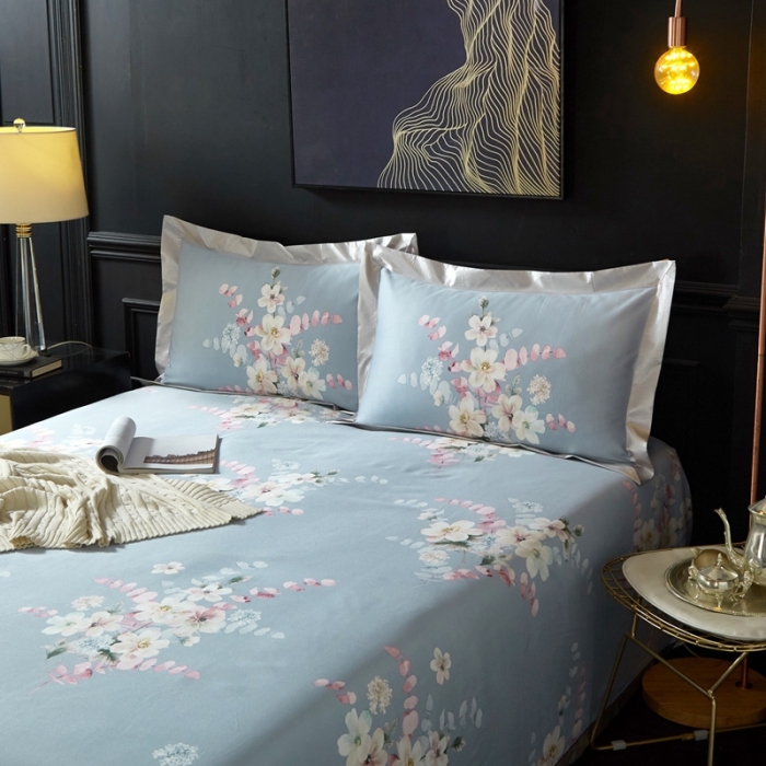 91家纺网 家纺一手货源 找家纺 威克凯丽 2023新款竹语天丝软凉席 恬园-灰绿