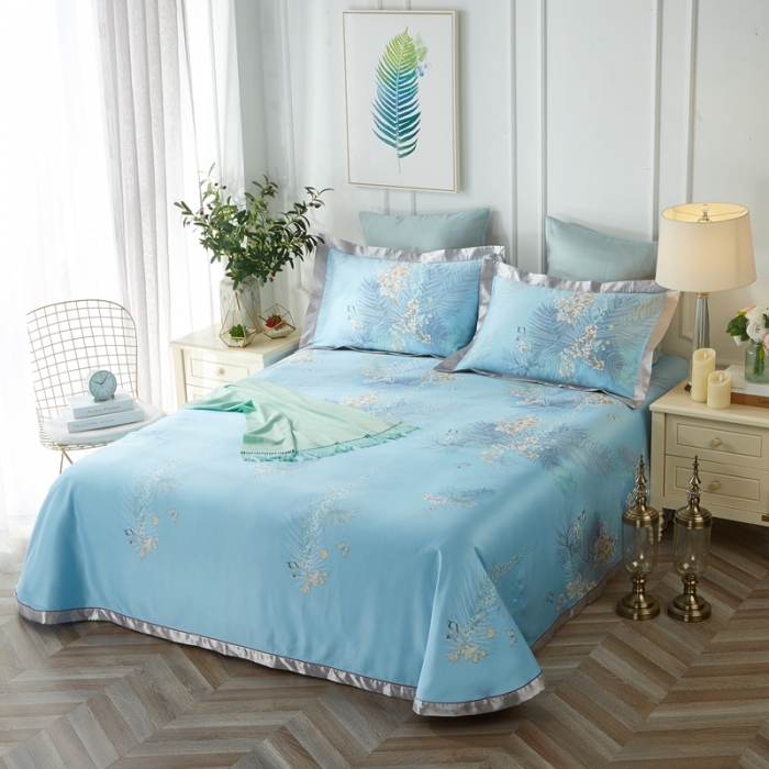 91家纺网 家纺一手货源 找家纺 威克凯丽 2023新款竹语天丝软凉席 欣然一叶