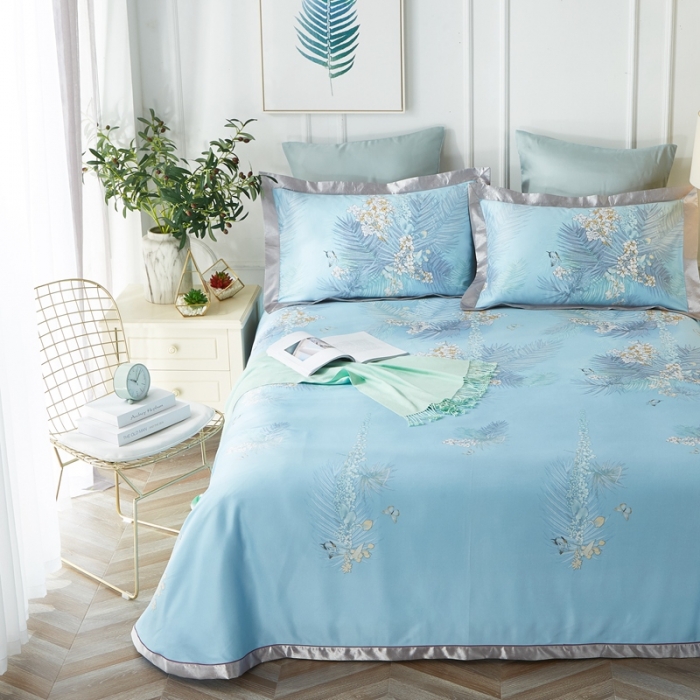 91家纺网 家纺一手货源 找家纺 威克凯丽 2023新款竹语天丝软凉席 欣然一叶