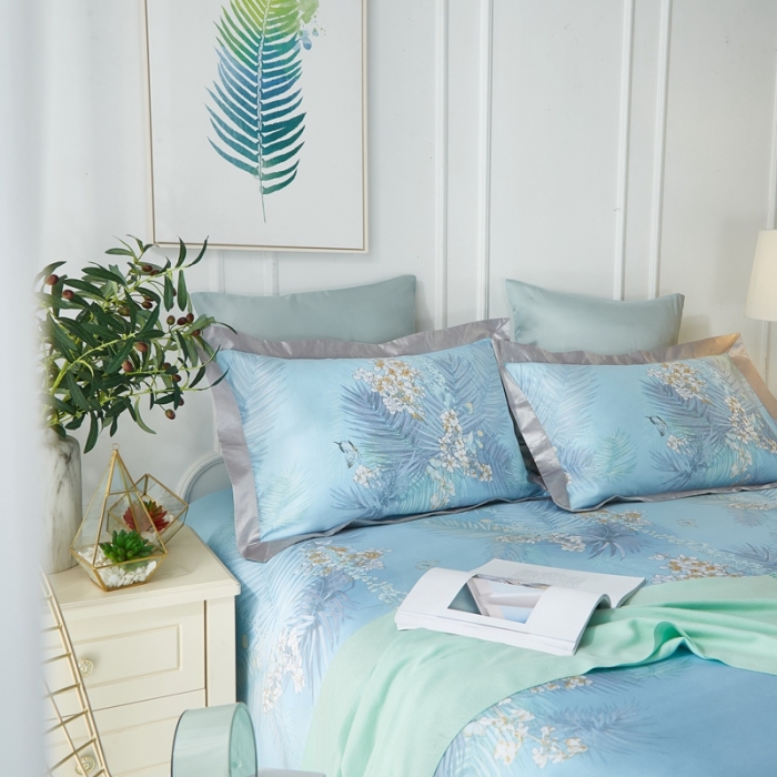 91家纺网 家纺一手货源 找家纺 威克凯丽 2023新款竹语天丝软凉席 欣然一叶