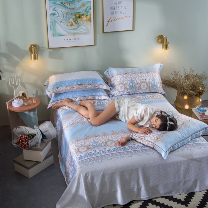 91家纺网 家纺一手货源 找家纺 威克凯丽 2023新款竹语天丝软凉席 英伦范