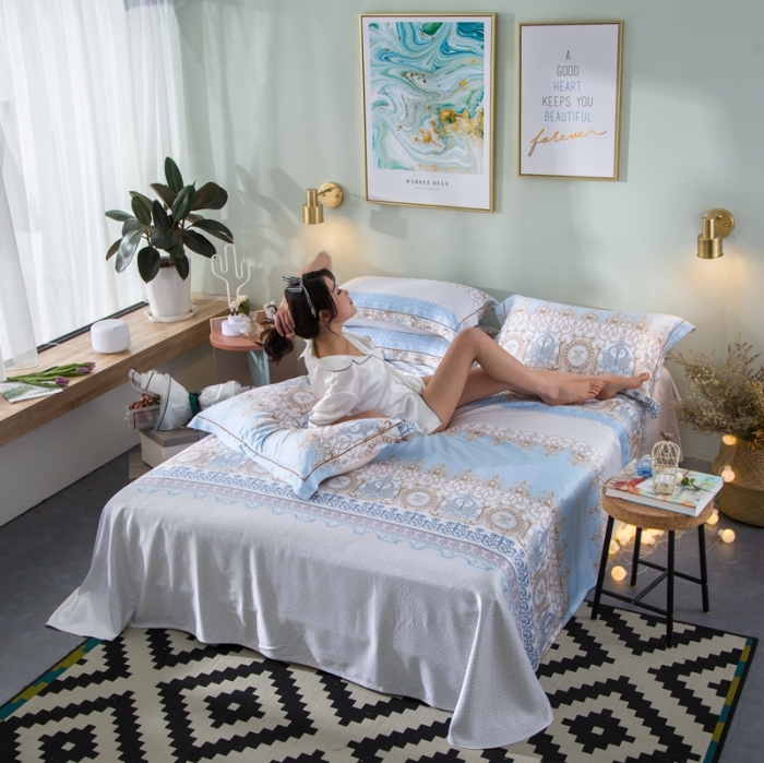 91家纺网 家纺一手货源 找家纺 威克凯丽 2023新款竹语天丝软凉席 英伦范