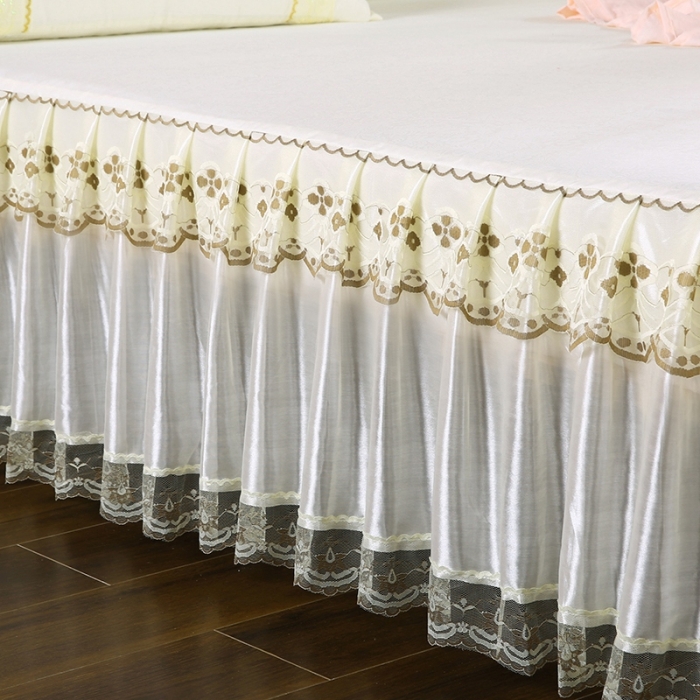 91家纺网 家纺一手货源 找家纺 情恒 2020新款蕾丝床裙 富丽-米黄