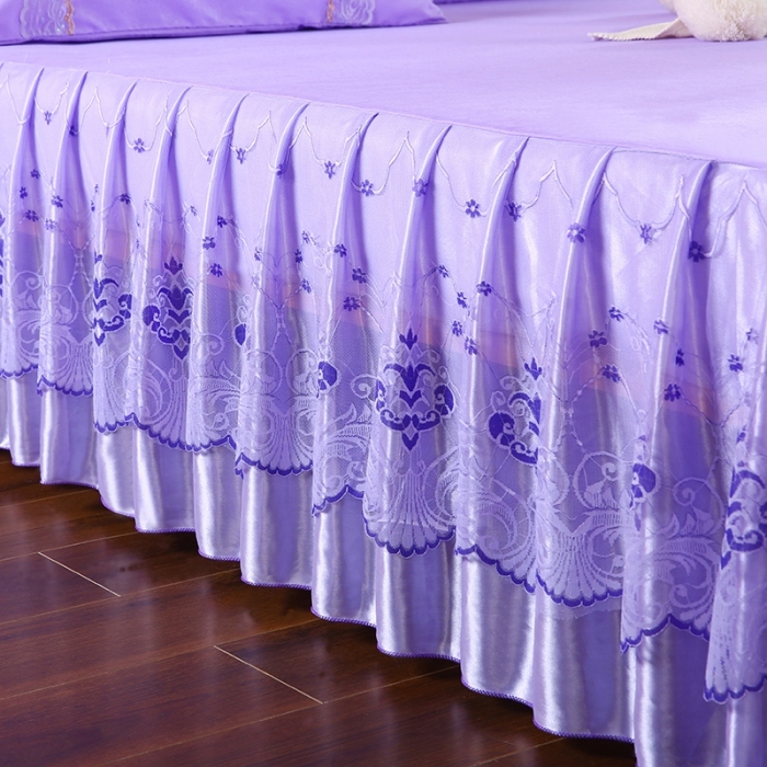 91家纺网 家纺一手货源 找家纺 情恒 2020新款蕾丝床裙 浪漫花都（紫色）