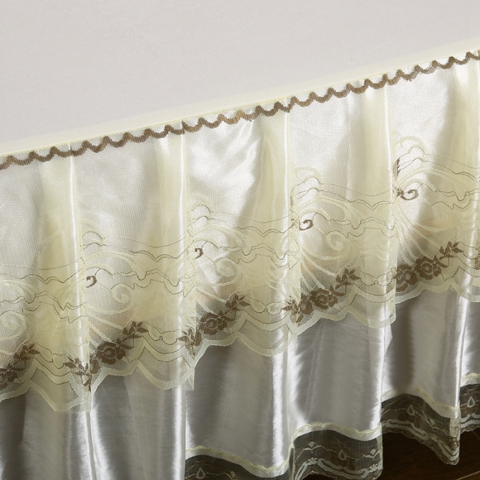 91家纺网 家纺一手货源 找家纺 情恒 2020新款蕾丝床裙 玫瑰情缘-米黄