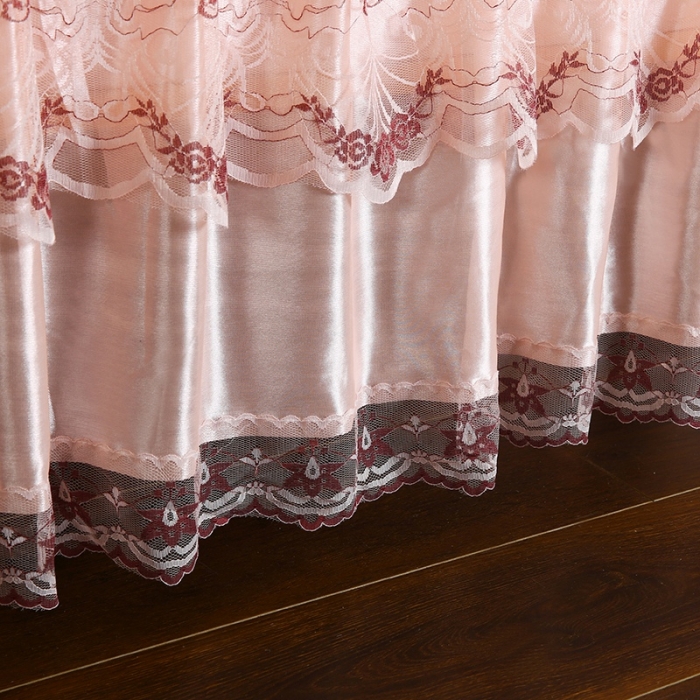 91家纺网 家纺一手货源 找家纺 情恒 2020新款蕾丝床裙 玫瑰情缘-玉色