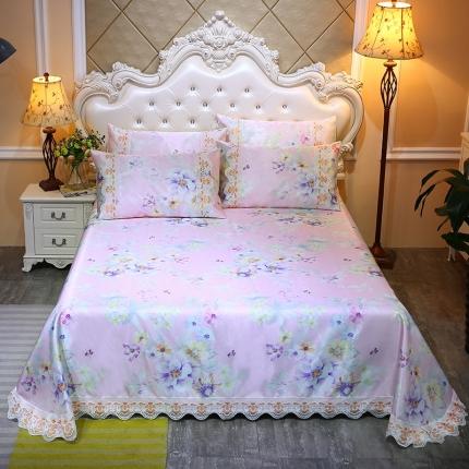 91家纺网 家纺一手货源 找家纺 （总）情恒 2020新款刺绣花边床单款冰丝凉席三件套