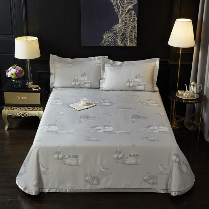 91家纺网 家纺一手货源 找家纺 威克凯丽 2023新款竹语天丝软凉席 白鱼入舟-灰