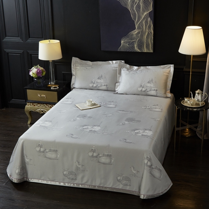 91家纺网 家纺一手货源 找家纺 威克凯丽 2023新款竹语天丝软凉席 白鱼入舟-灰