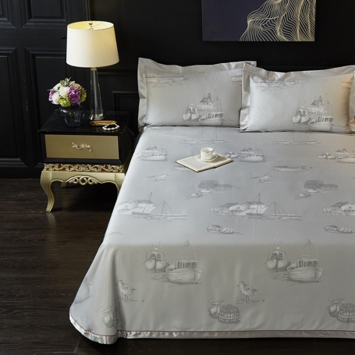 91家纺网 家纺一手货源 找家纺 威克凯丽 2023新款竹语天丝软凉席 白鱼入舟-灰