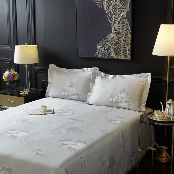 91家纺网 家纺一手货源 找家纺 威克凯丽 2023新款竹语天丝软凉席 白鱼入舟-灰