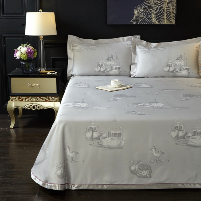 91家纺网 家纺一手货源 找家纺 威克凯丽 2023新款竹语天丝软凉席 白鱼入舟-灰