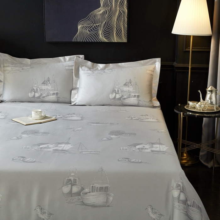 91家纺网 家纺一手货源 找家纺 威克凯丽 2023新款竹语天丝软凉席 白鱼入舟-灰